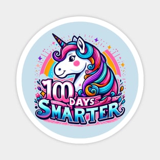 100 days smarter, colorful, cute unicorn Magnet